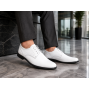 Pantofi Derby bărbați albi din piele naturală cu talpă neagră GKR103AB